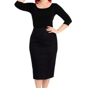 Rock Steady Black Pencil Skirt Pin Up Rockabilly Size S